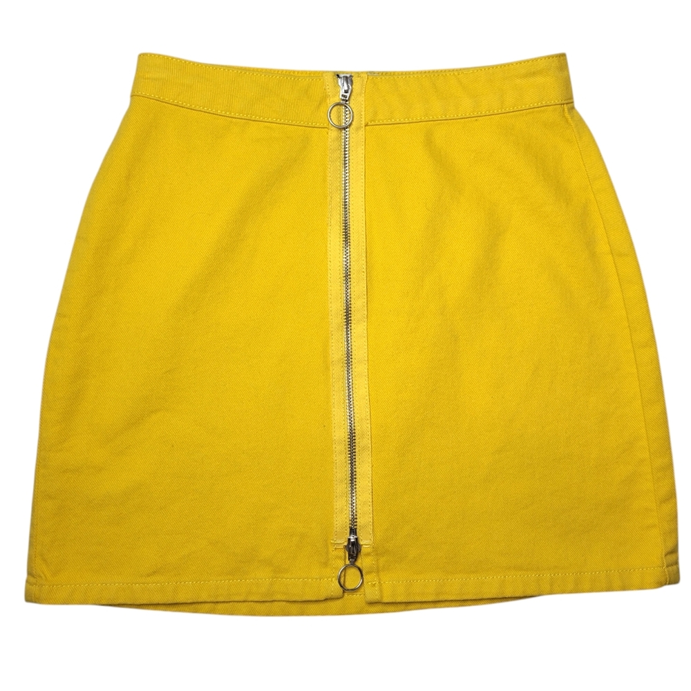 BDG Urban Outfitters Denim Mini Skirt Yellow Denim Size Small Cotton Zip Front